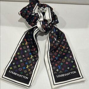 Fashion Jewelry Black Multicolor Monogram Hair Scarf